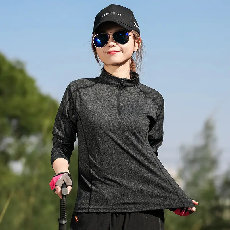 Couple Hiking Top Blue Zipper Collar Breathable - Image 9