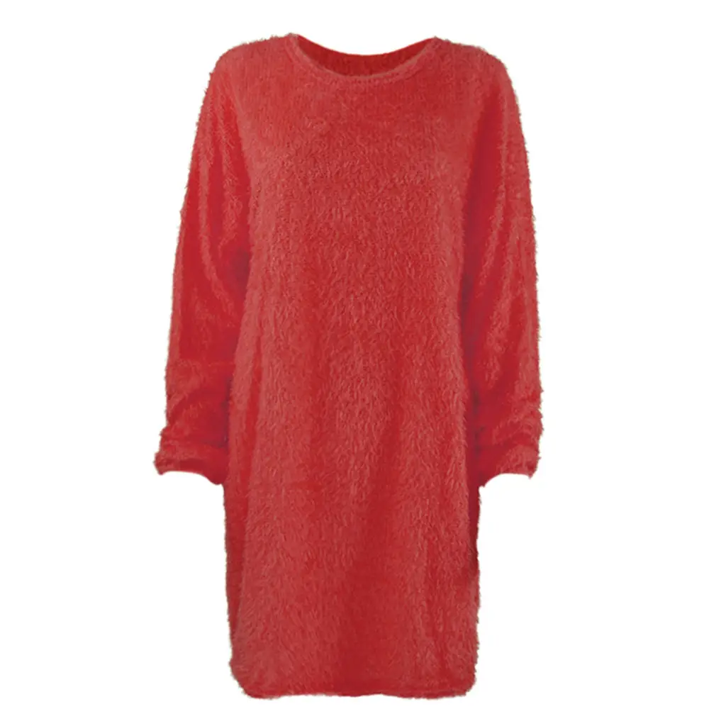 Women's 2023 Long Sleeve Plush Round Neck Dress Mint - Image 3