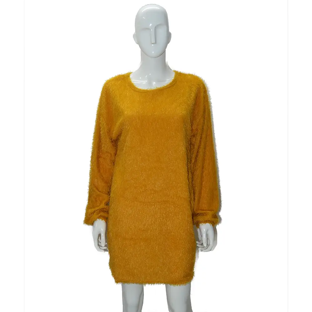 Women's 2023 Long Sleeve Plush Round Neck Dress Mint - Image 4