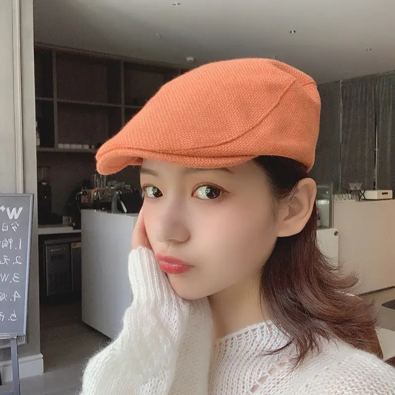 Women Linen Summer Cap Orange Grey Black - Image 8