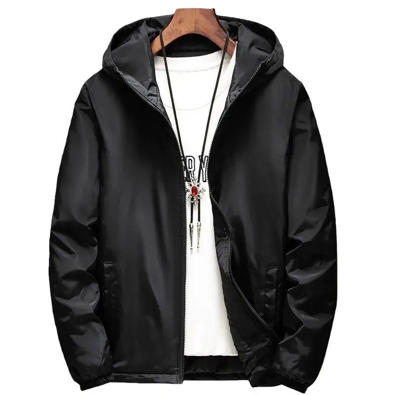 Men's Black Hooded Jacket Winter Warm Large - Image 6