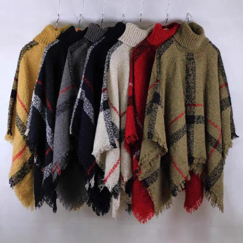 Women's Knitted Plaid Collar Shawl with Loose Sleeve - Image 21