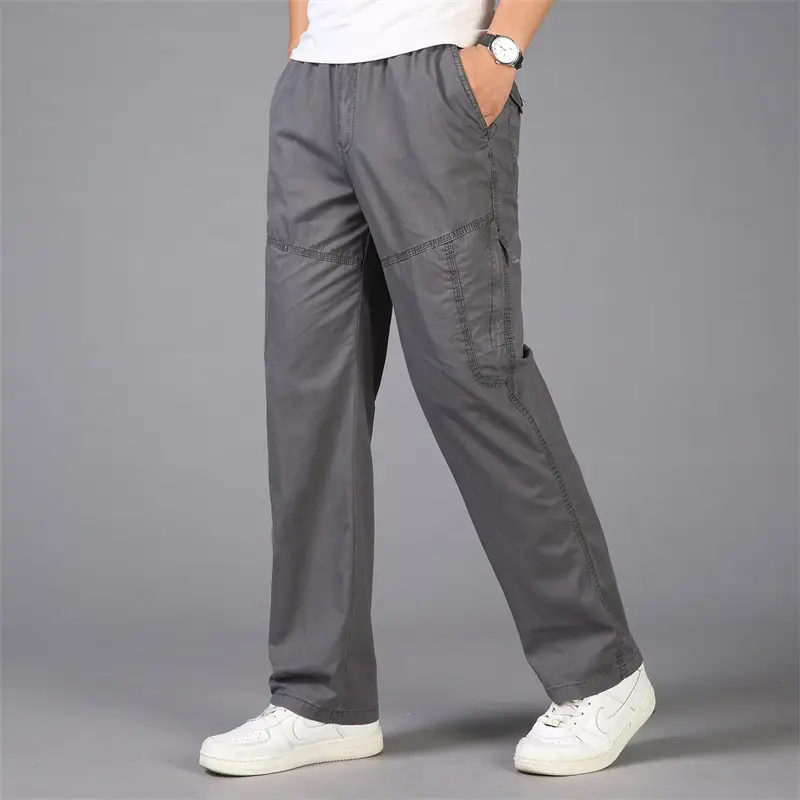 Men's Thin Casual Pants Grey Loose Cargo Spring Autumn - Image 8
