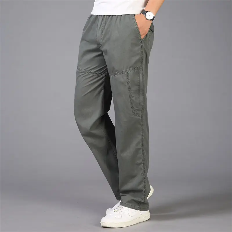 Men's Thin Casual Pants Grey Loose Cargo Spring Autumn - Image 4