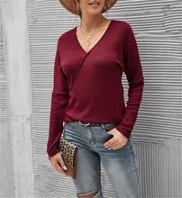 Women Grey V-Neck Long Sleeve Cardigan Large — feature 13
