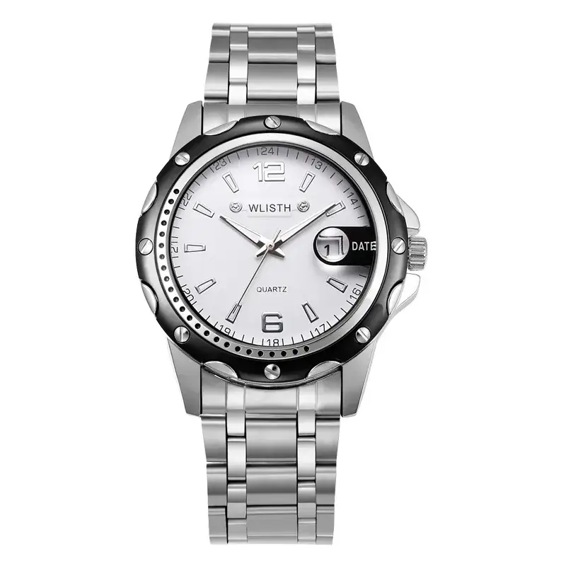 Men's Steel Band Luminous Quartz Watch Black Brown