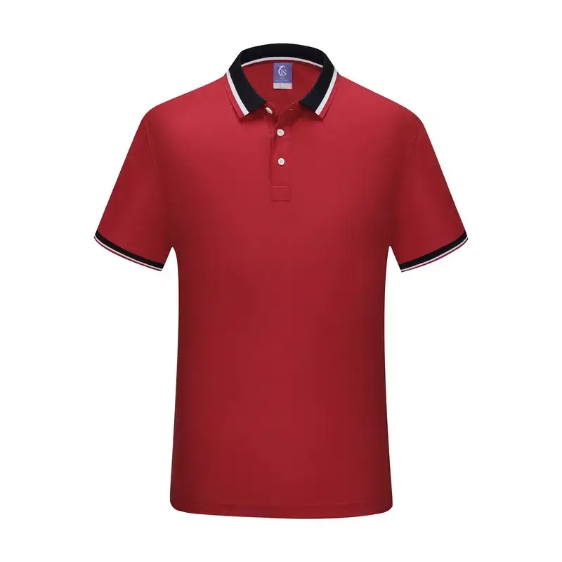 Men White Cotton Polo Shirt with Red Trim - Image 3