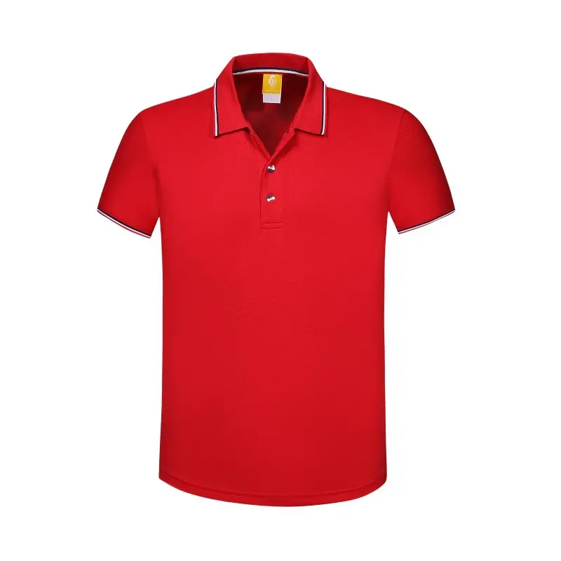 Men Green Polo Shirt with Red Trim Lapels - Image 3