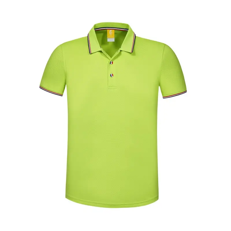 Men Green Polo Shirt with Red Trim Lapels - Image 7