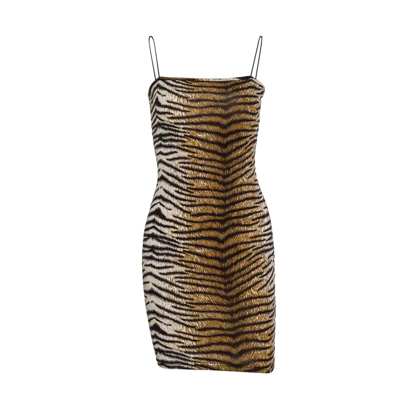Women's Leopard Print Suspender Skirt Dress 2024 Spring