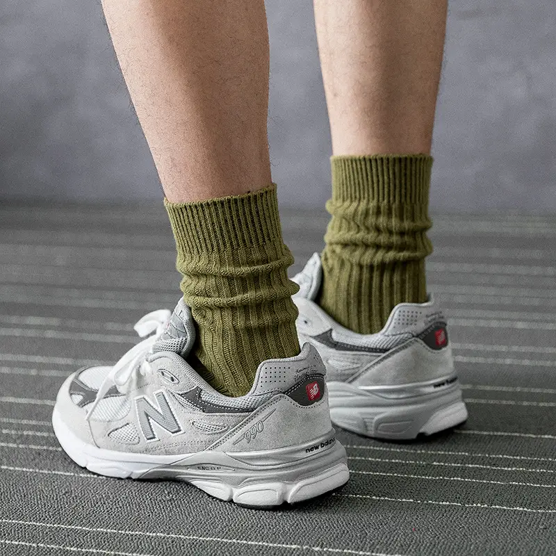 Spring and Autumn New Fluorescent Color Trendy Socks Ins Men's Yu Wenle Same Style Solid Color Sweat-Absorbing Cotton Socks Men's Mid-Tube Socks