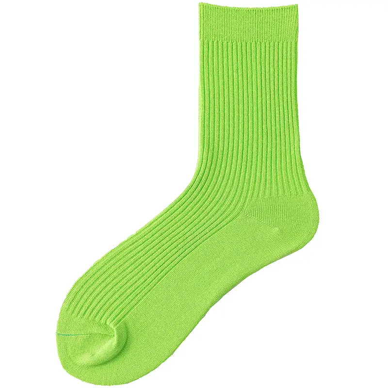 Spring and Autumn New Fluorescent Color Trendy Socks Ins Men's Yu Wenle Same Style Solid Color Sweat-Absorbing Cotton Socks Men's Mid-Tube Socks