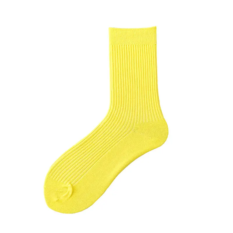 Spring and Autumn New Fluorescent Color Trendy Socks Ins Men's Yu Wenle Same Style Solid Color Sweat-Absorbing Cotton Socks Men's Mid-Tube Socks
