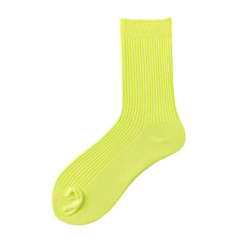 Spring and Autumn New Fluorescent Color Trendy Socks Ins Men's Yu Wenle Same Style Solid Color Sweat-Absorbing Cotton Socks Men's Mid-Tube Socks