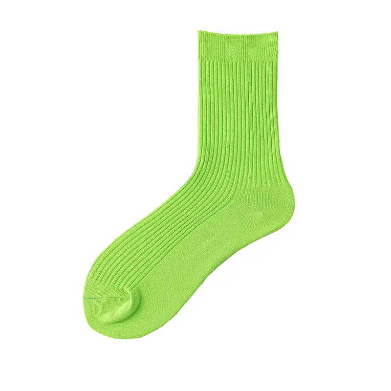 Spring and Autumn New Fluorescent Color Trendy Socks Ins Men's Yu Wenle Same Style Solid Color Sweat-Absorbing Cotton Socks Men's Mid-Tube Socks