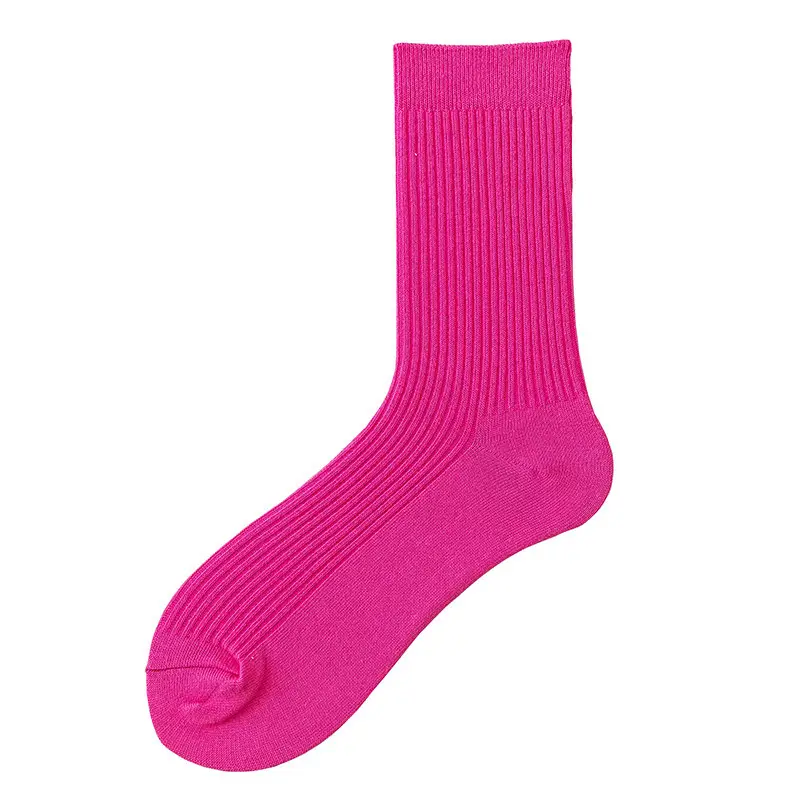 Spring and Autumn New Fluorescent Color Trendy Socks Ins Men's Yu Wenle Same Style Solid Color Sweat-Absorbing Cotton Socks Men's Mid-Tube Socks