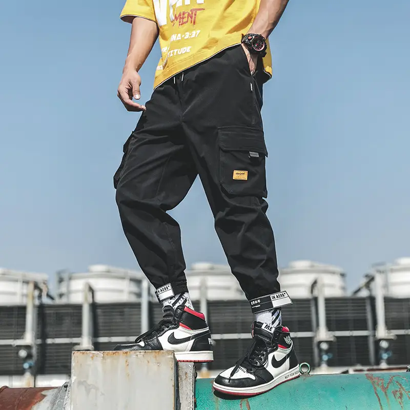 Tiantai Men's Nine-Point Cargo Pants Light Beige High Top - Image 3