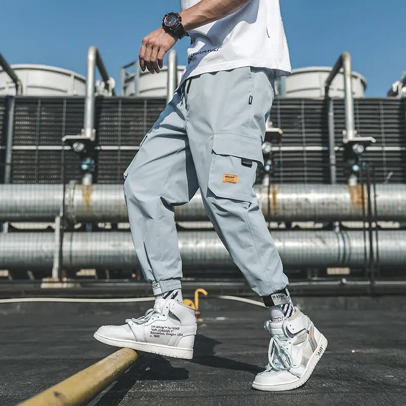 Tiantai Men's Nine-Point Cargo Pants Light Beige High Top - Image 4