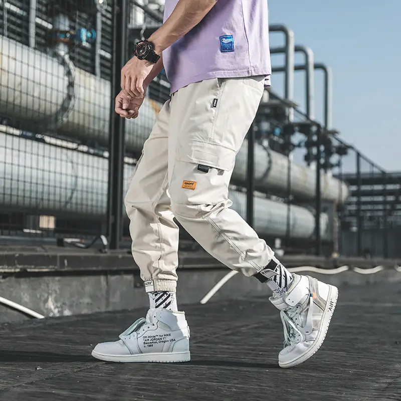 Tiantai Men's Nine-Point Cargo Pants Light Beige High Top - Image 5
