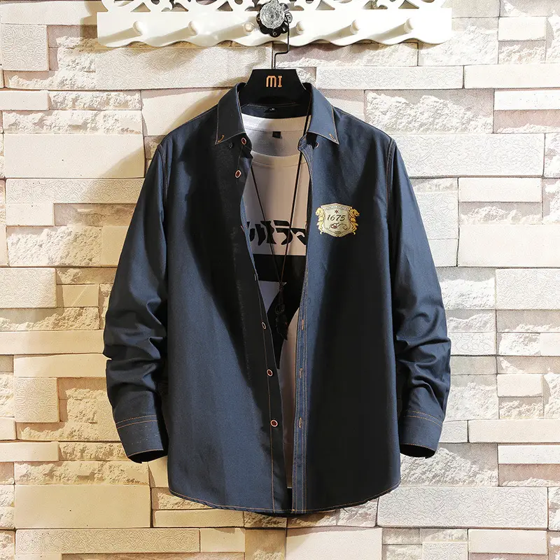 Men's Long Sleeve Korean Slim Fit Shirt Light Green