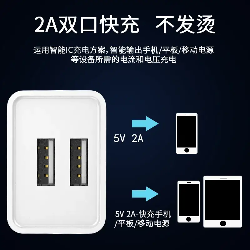 3C Dual USB Mobile Charger 5V2A Fast Charging - Image 2