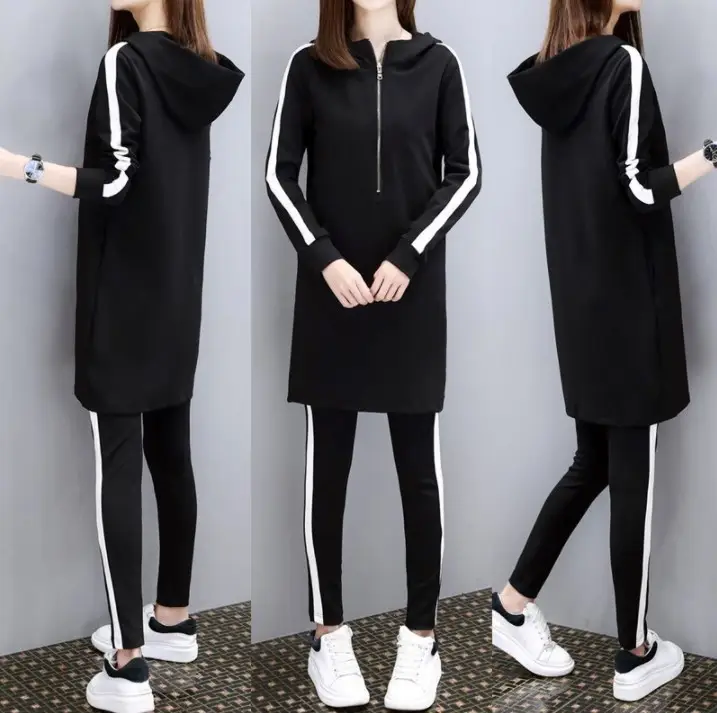 Black Hoodie Track Suit Women Plus Size Loose Fit — feature 4