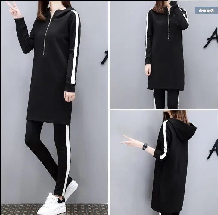 Black Hoodie Track Suit Women Plus Size Loose Fit — feature 5