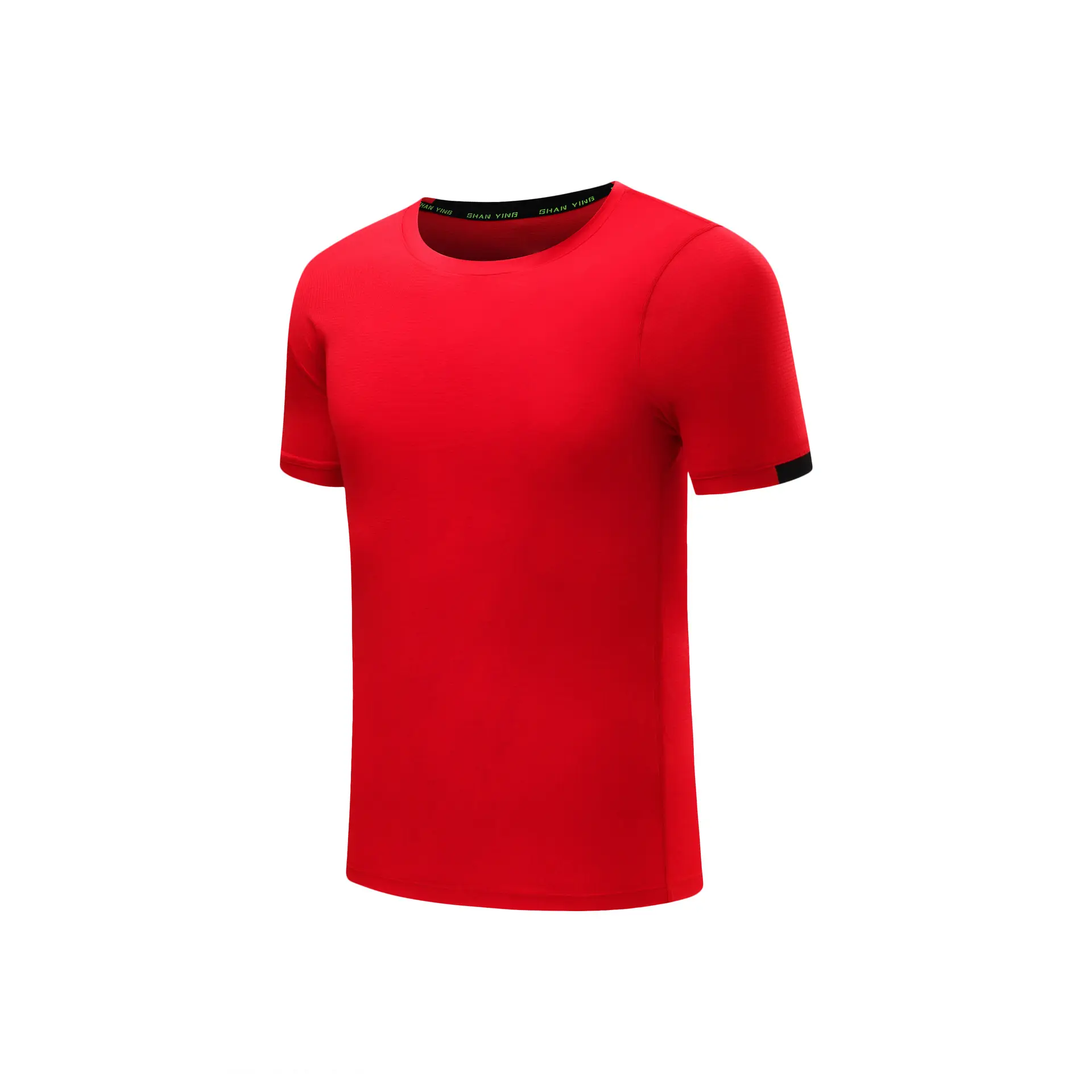 Men Red Cotton Round Neck T-Shirt Short Sleeve