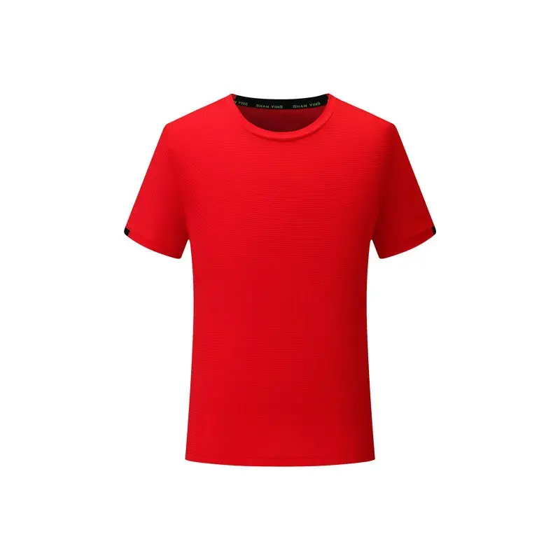 Men Red Cotton Round Neck T-Shirt Short Sleeve