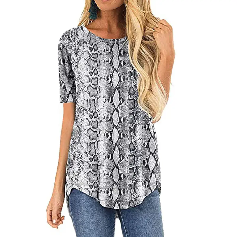 Women Grey Round Neck Long Sleeve T-Shirt Loose Fit - Image 12