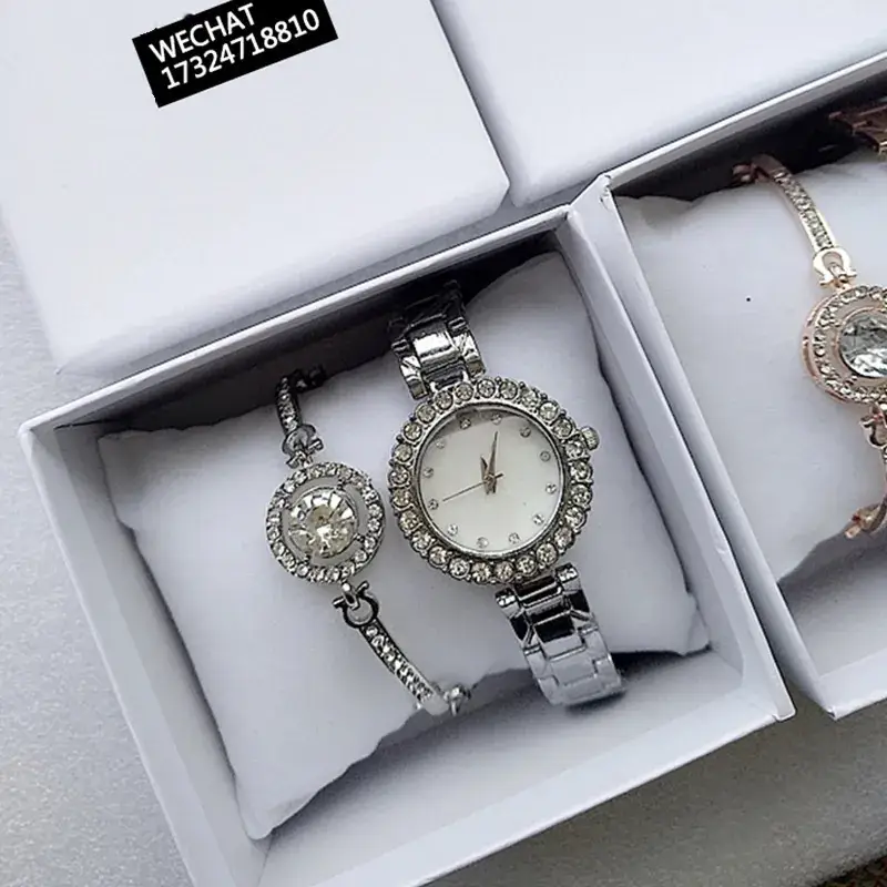 Weishang Diamond Watch Set for Women Silver Bracelet - Image 3