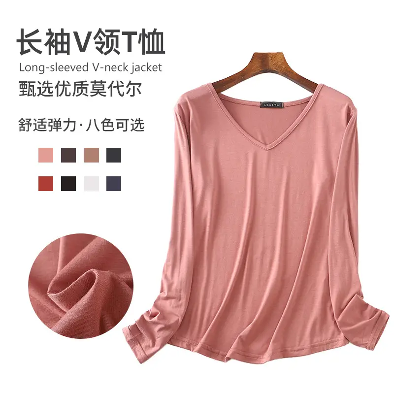 2022 Loose Long Sleeve V-Neck T-Shirt for Women - Image 9