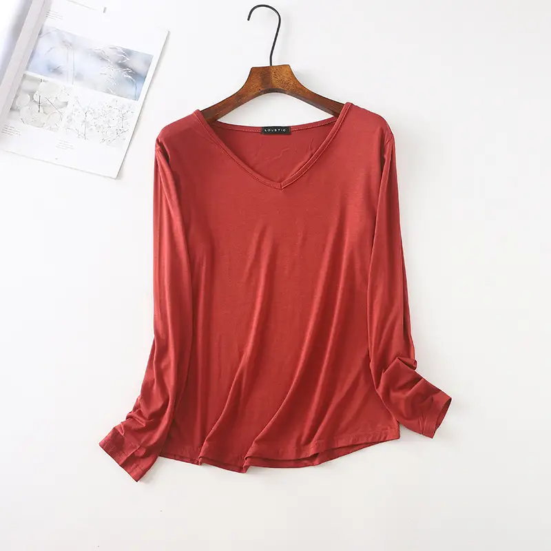 2022 Loose Long Sleeve V-Neck T-Shirt for Women - Image 2