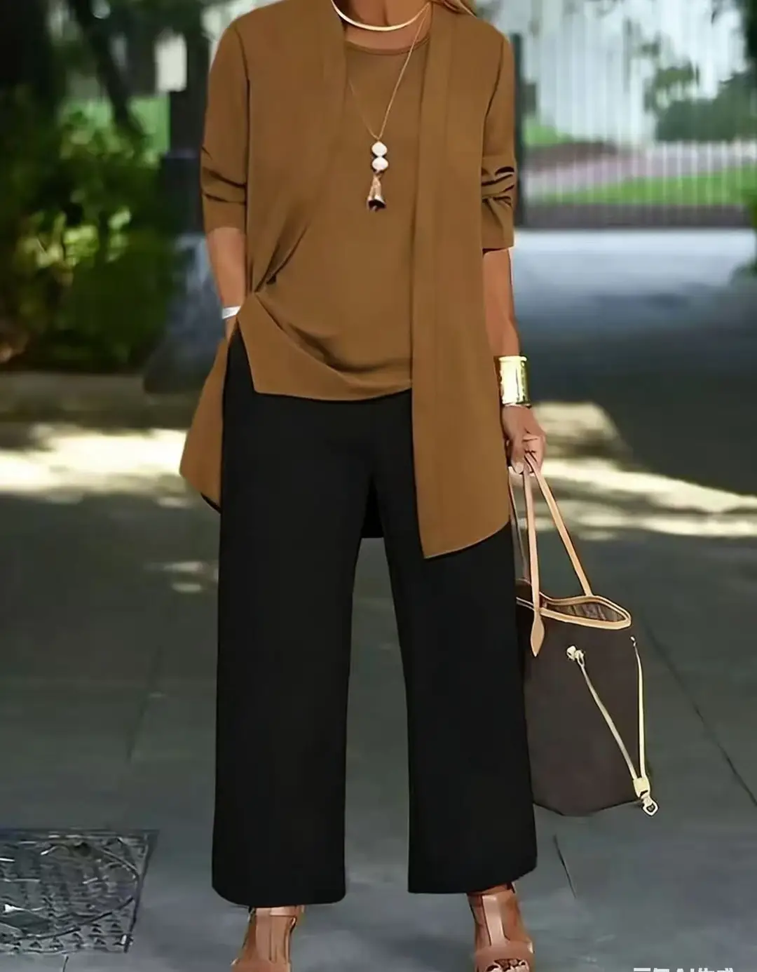 Women's 3-piece Suit Black Long Sleeve V-Neck Loose Fit
