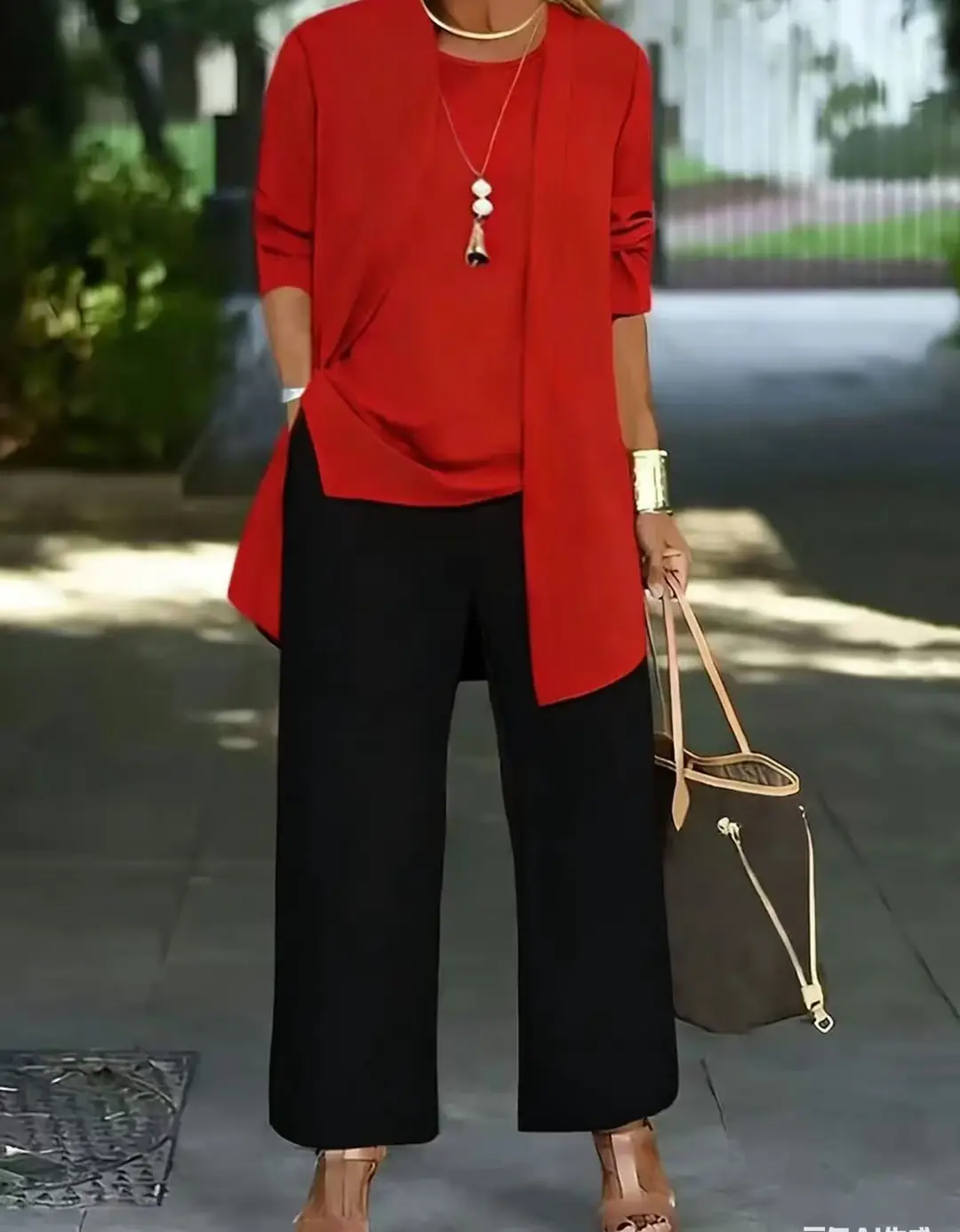 Women's 3-piece Suit Black Long Sleeve V-Neck Loose Fit