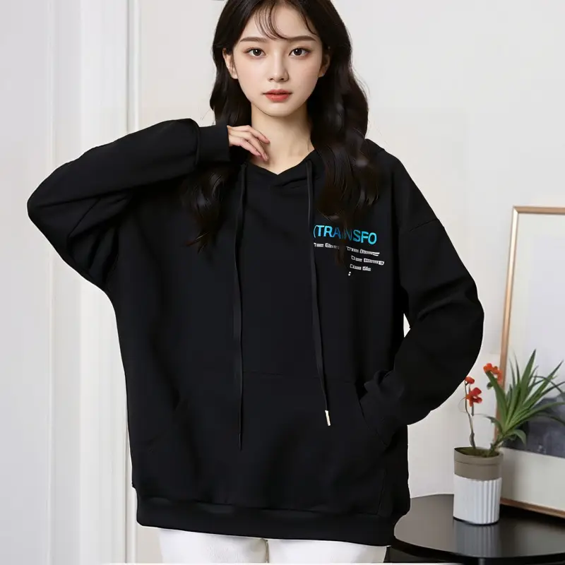 Plus Size Women Pink Fleece Hoodie Sweatshirt - Image 6