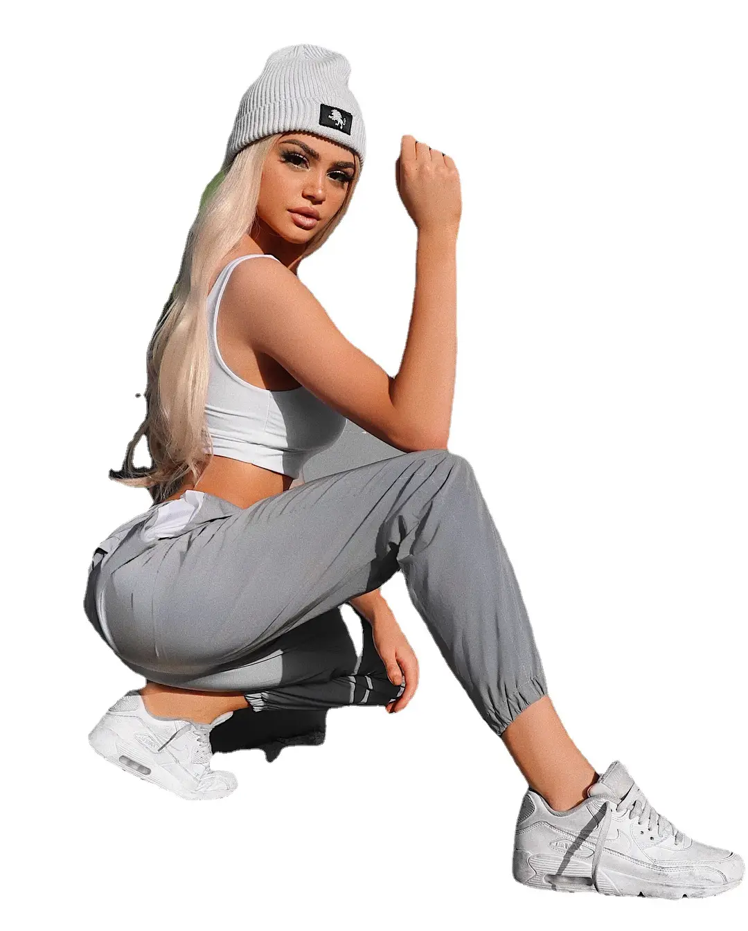 Women White Ankle-Tied Elastic Pants Set - Image 6