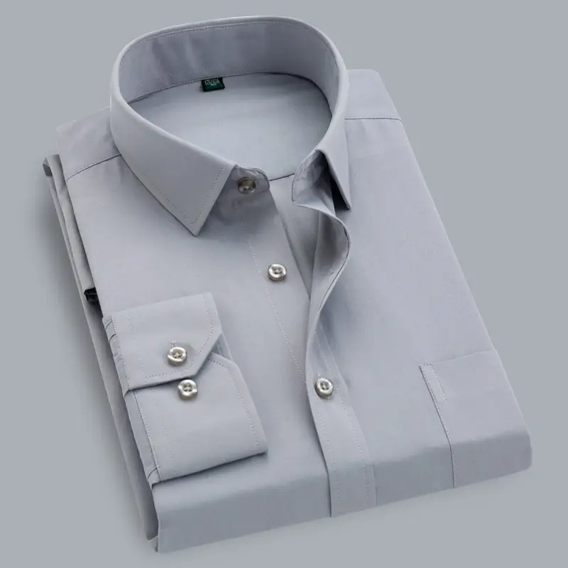 Men's Long Sleeve Black Shirt Slim Fit Business Casual