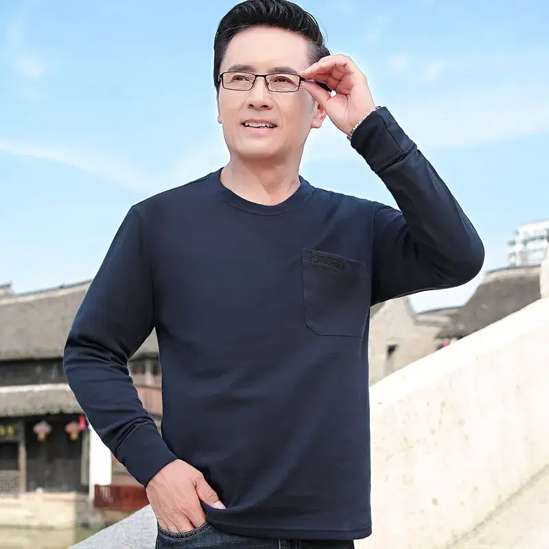 Men Black Cotton Long Sleeve T-Shirt Loose Fit - Image 6