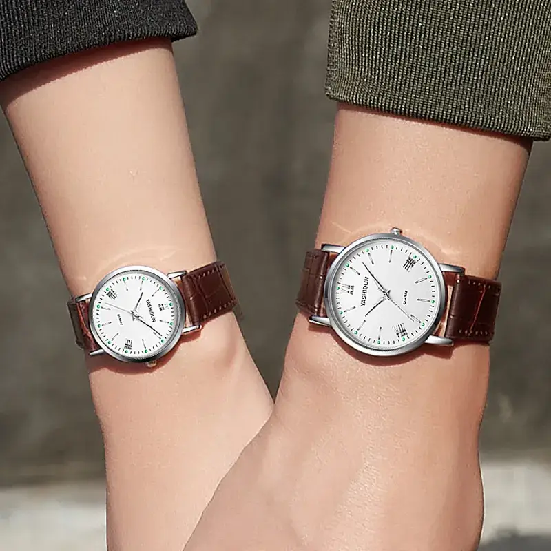 Yashidin Luminous Quartz Watch for Men Women Brown Leather Band - Image 19