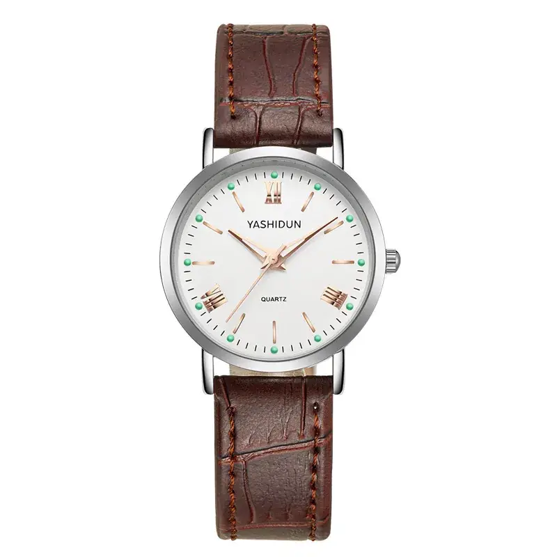 Yashidin Luminous Quartz Watch for Men Women Brown Leather Band - Image 14
