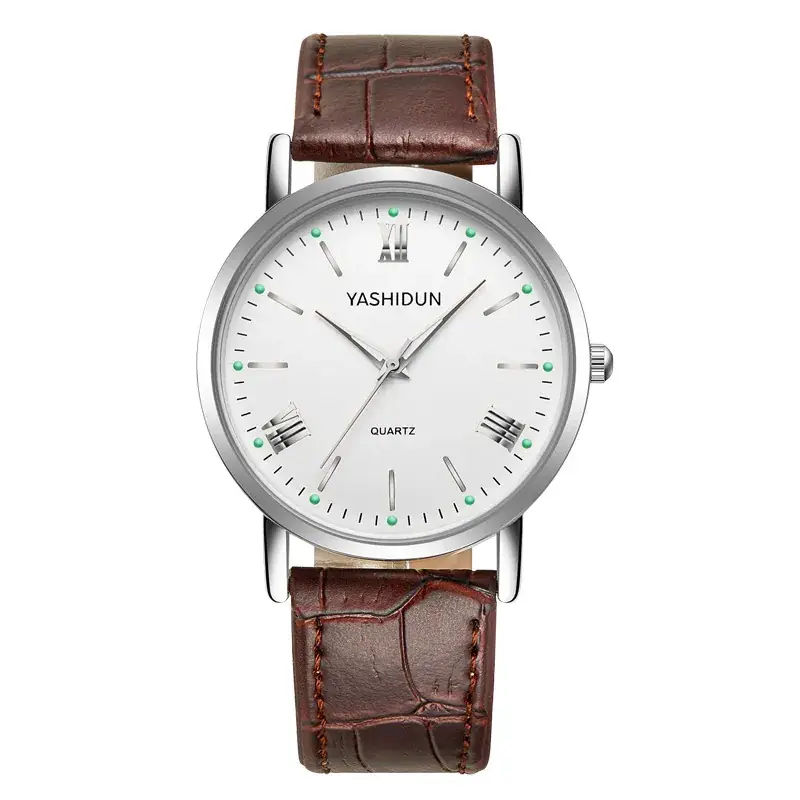 Yashidin Luminous Quartz Watch for Men Women Brown Leather Band - Image 15