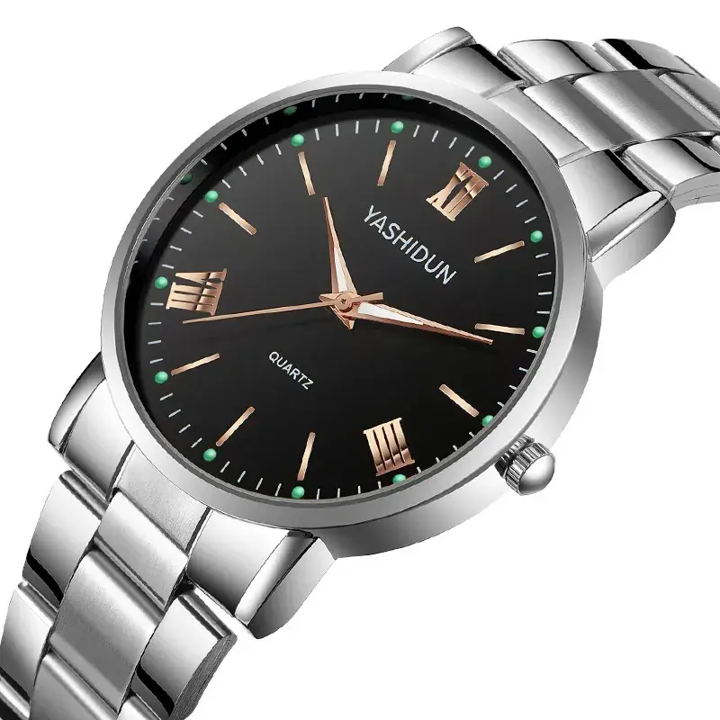 Yashidin Luminous Quartz Watch for Men Women Brown Leather Band - Image 2