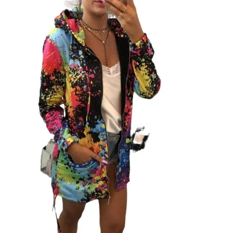 Rainbow Printed Hooded Fleece Sweater for Women - Image 6