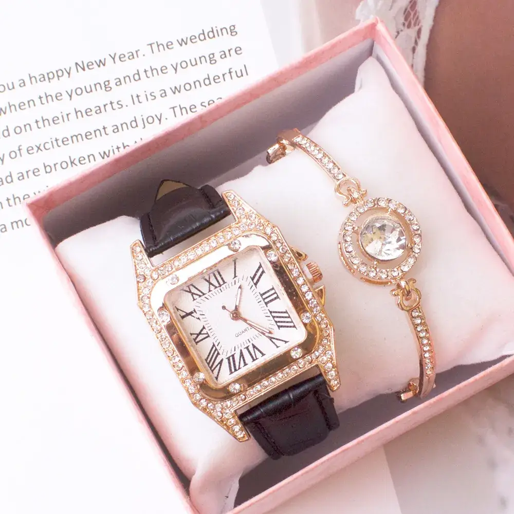 Women's Pink Crystal Watch Set with Bracelet - Image 5