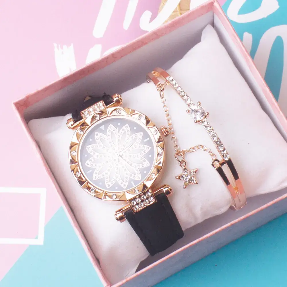 Women's Pink Crystal Watch Set with Bracelet - Image 12