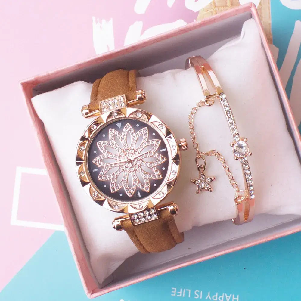 Women's Pink Crystal Watch Set with Bracelet - Image 15
