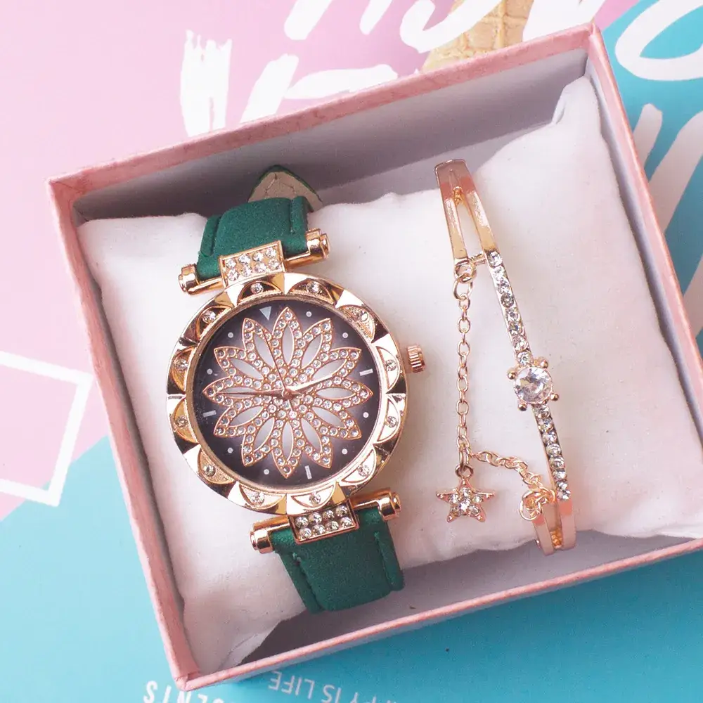 Women's Pink Crystal Watch Set with Bracelet - Image 16