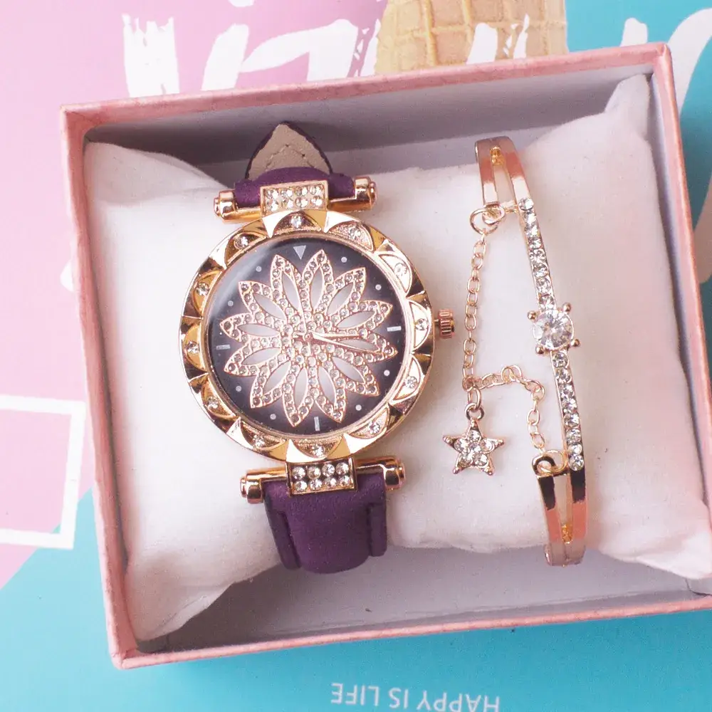Women's Pink Crystal Watch Set with Bracelet - Image 17