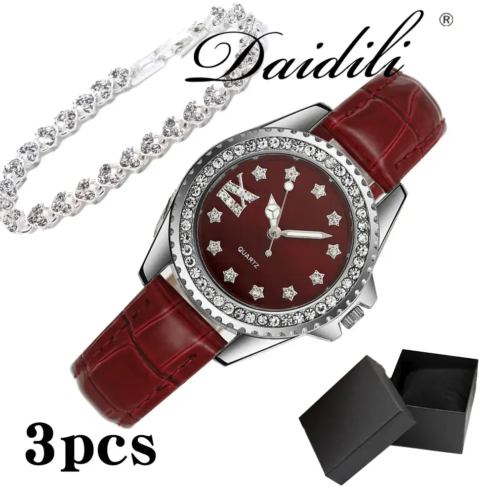 Women's Pink Crystal Watch Set with Bracelet - Image 24